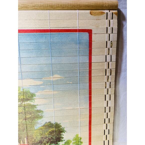 Vintage Bamboo Calendar 1983 Currier & Ives Scene 12.5" x 33" Single Side Stains - Picture 2 of 8